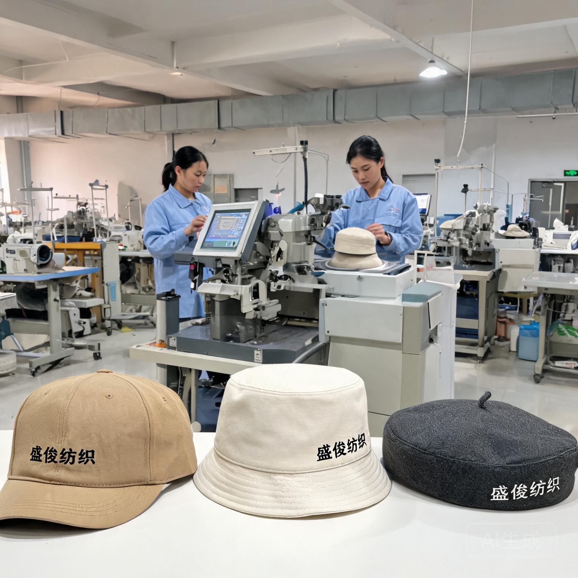 盛俊纺织现代化制帽车间